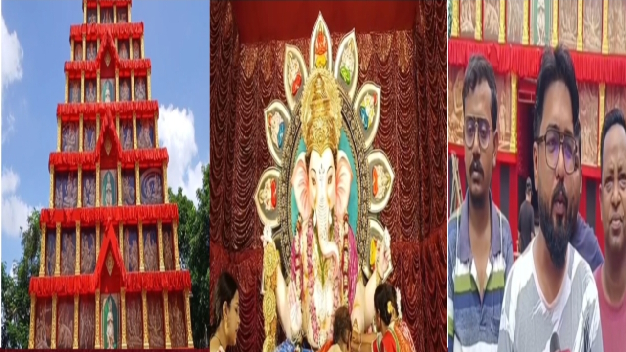 গোপুরমে গজানন! ছবিতে গণেশের জন্ম থেকে মহাভারত রচনার ইতিবৃত্ত বসিরহাট গণপতি উৎসবে